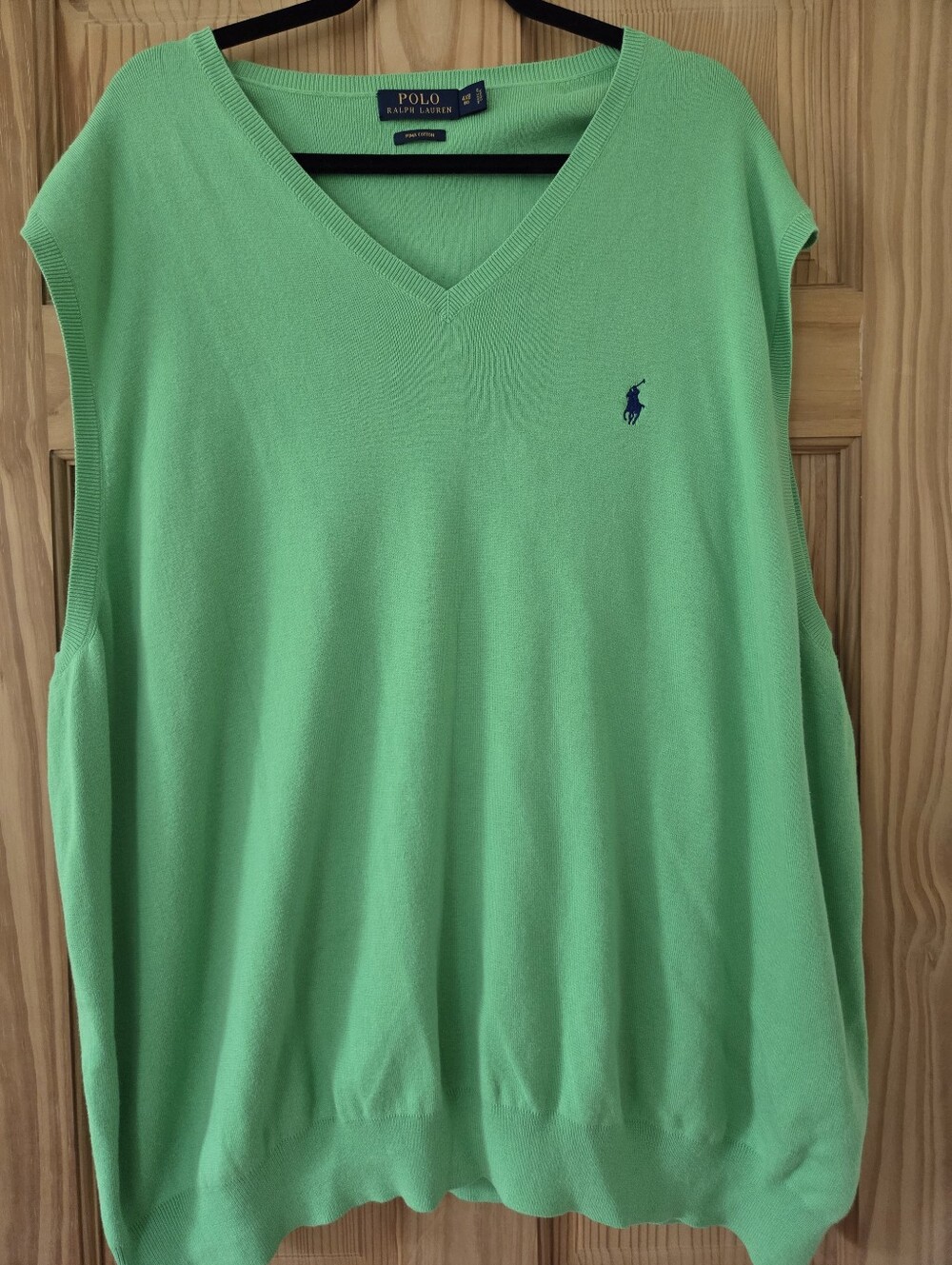 Polo Ralph Lauren Sweater Vest 4X Big Pima Cotton V Neck Pony Logo Preppy Green